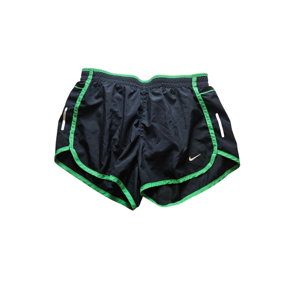 Nike Dri-FIT Tempo Running Shorts Black Green Trim Womens Small Athletic Gym